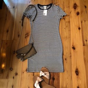 NWT H&M Blue & White Striped Mini Dress